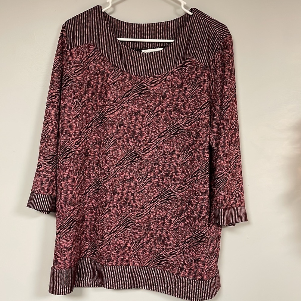 Serengeti Women's pullover tunic/top/blouse, XL, pink & black nice & long, shine